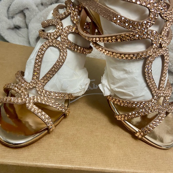 CHRISTIAN LOUBOUTIN RENEE glitter/swarovski rose gold 85 mm 38 size - Picture 13 of 16